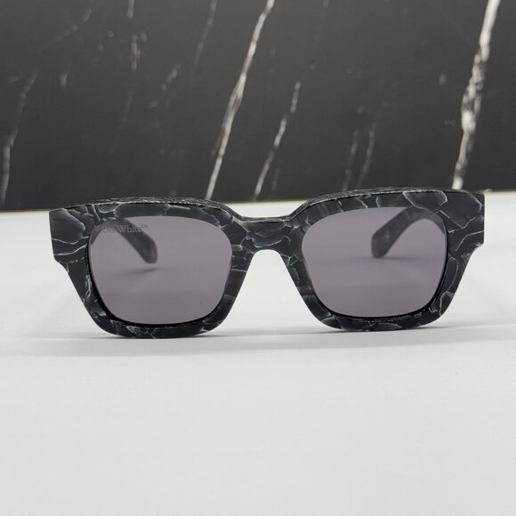NEW OFF-WHITE UNISEX SUNGLASSES, OFF-WHITE ZURICH BLACK MARBLE EYEWEAR OFF-WHITE - Picture 2 of 14
